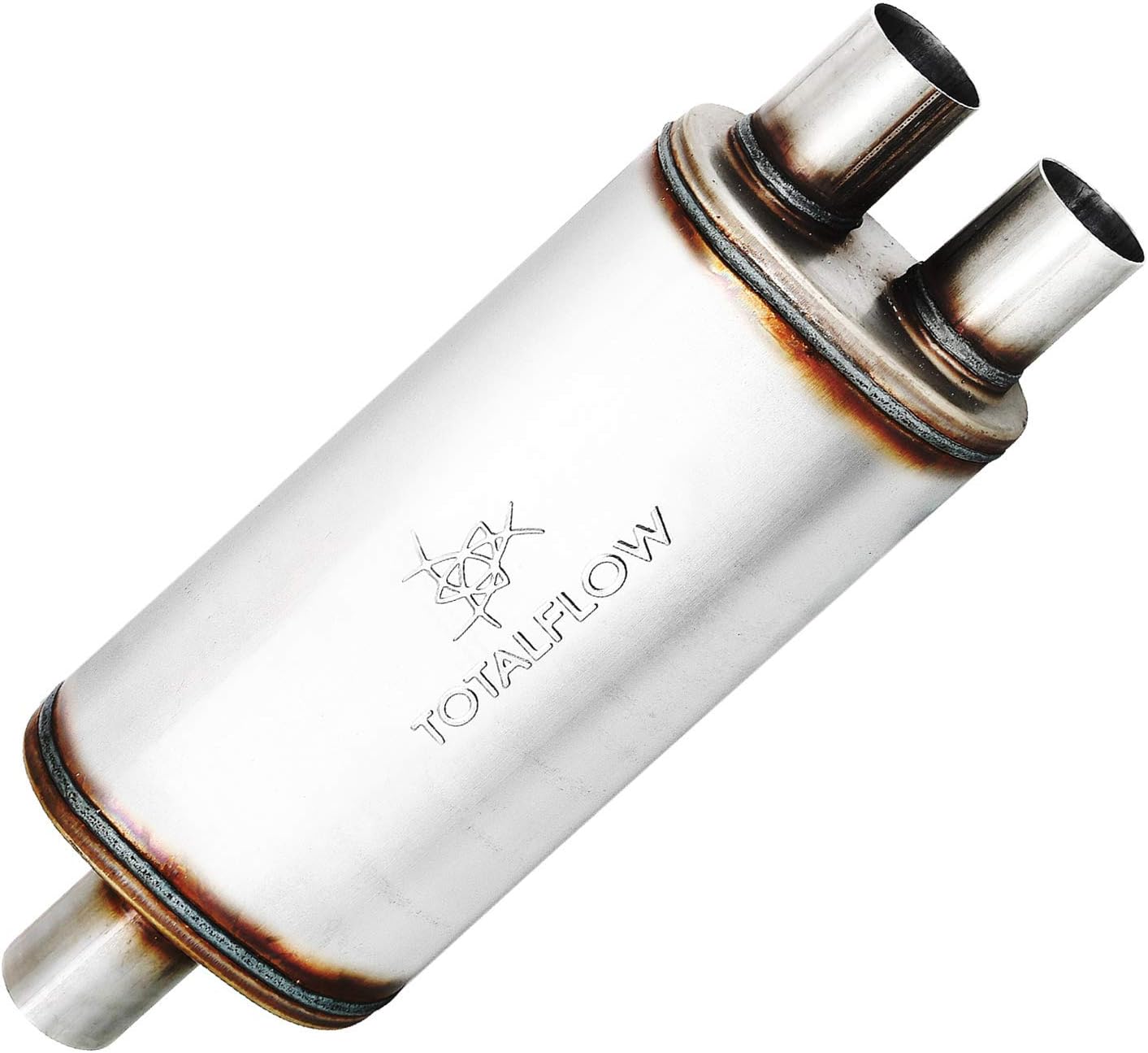 TOTALFLOW 42298 Straight Through Deep Tone Performance Muffler - 18" Body Length/ 24" OAL - Oval 5" x 8"- 3" Center/ 3" Dual"Reversible/Bi-Directional", 1 Pack