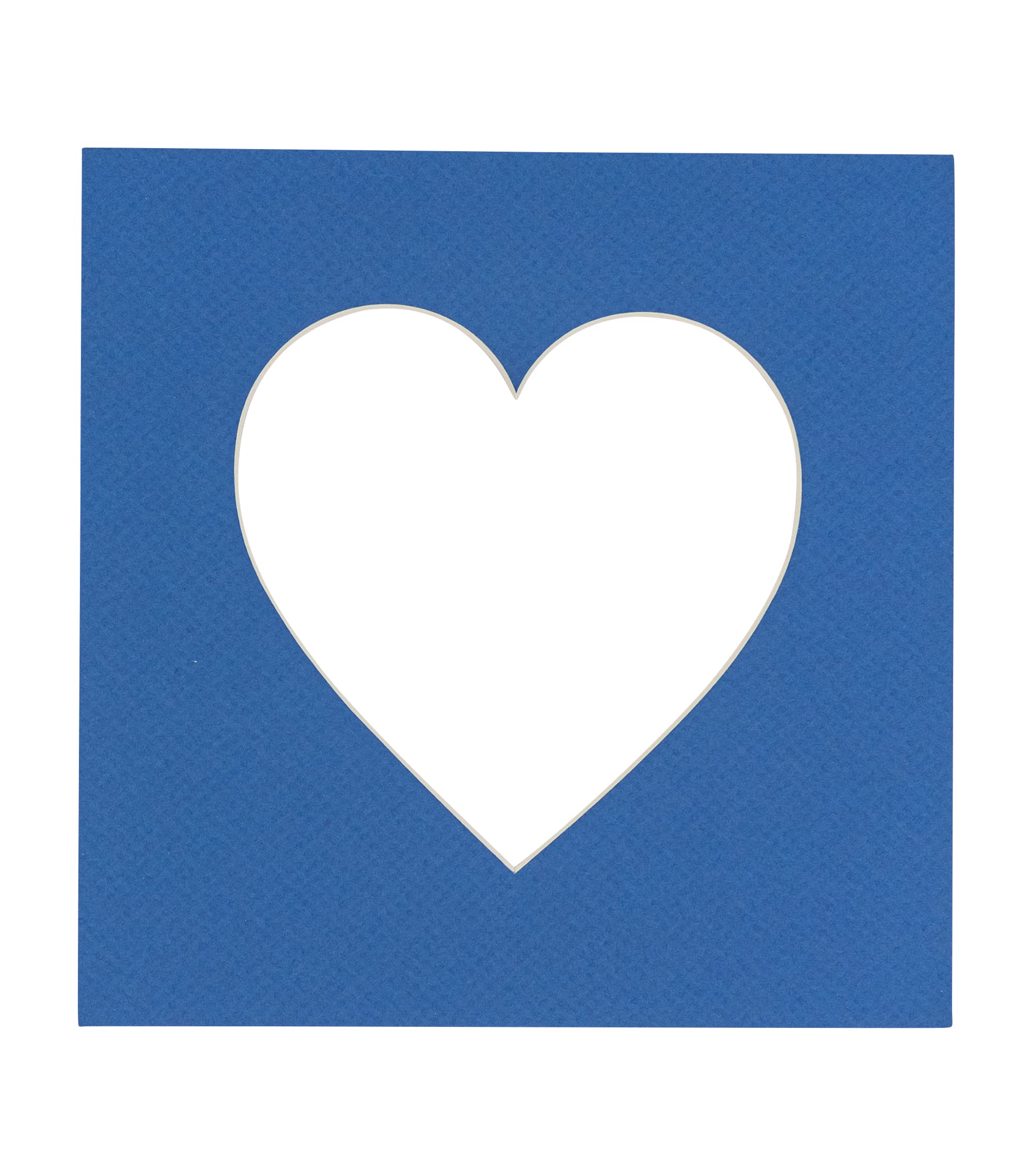 15x15 Mat Bevel Cut for 11x11 Photos - Precut Royal Blue Heart Shaped Photo Mat Board Opening - Acid Free Matte to Protect Your Pictures - Bevel Cut for Family Photos, Pack of 1 Matboard Show Kit With