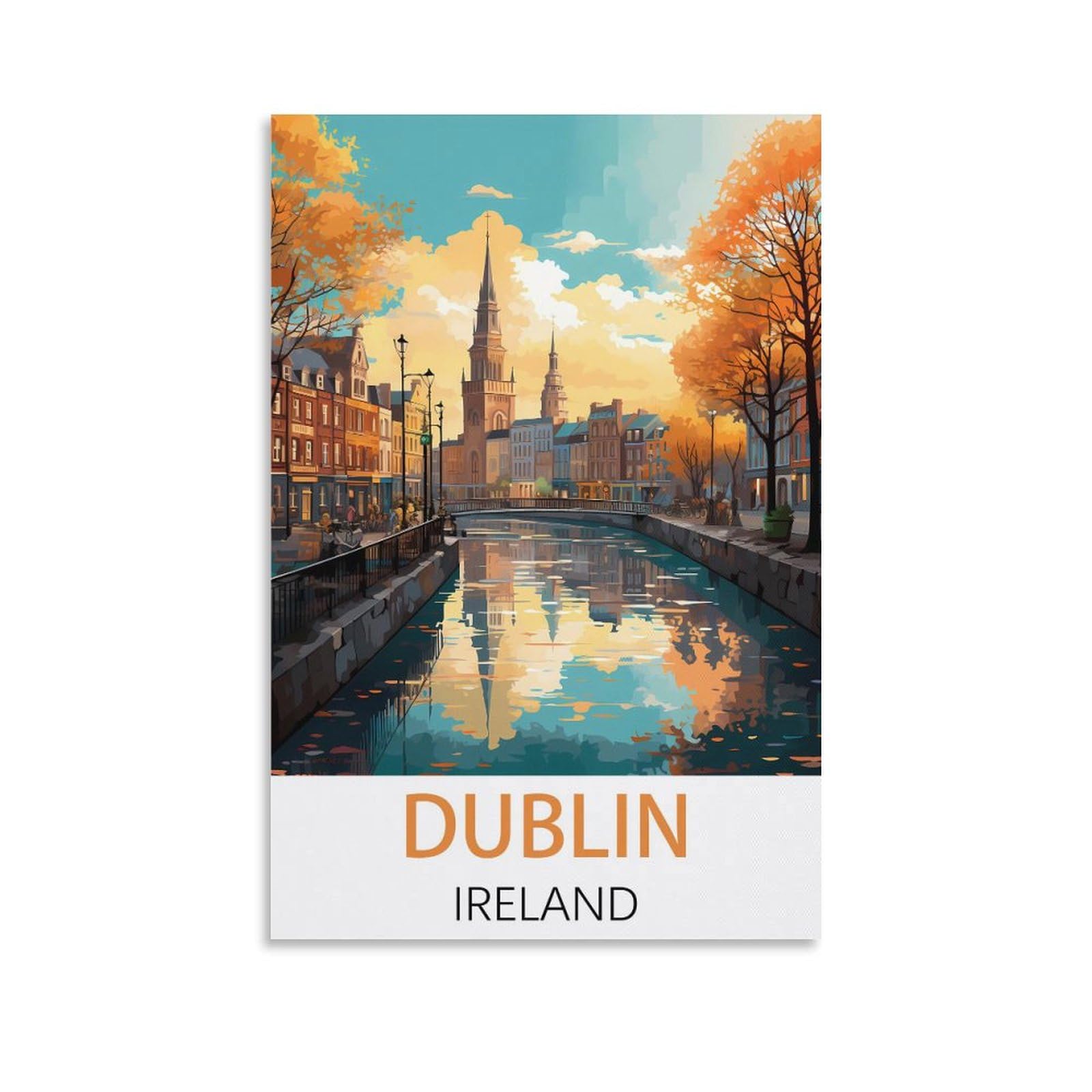 JavoN Dublin Ireland Vintage Travel Poster 12x18inch(30x45cm) Canvas Art Poster And Wall Art Picture Print Bedroom Decor