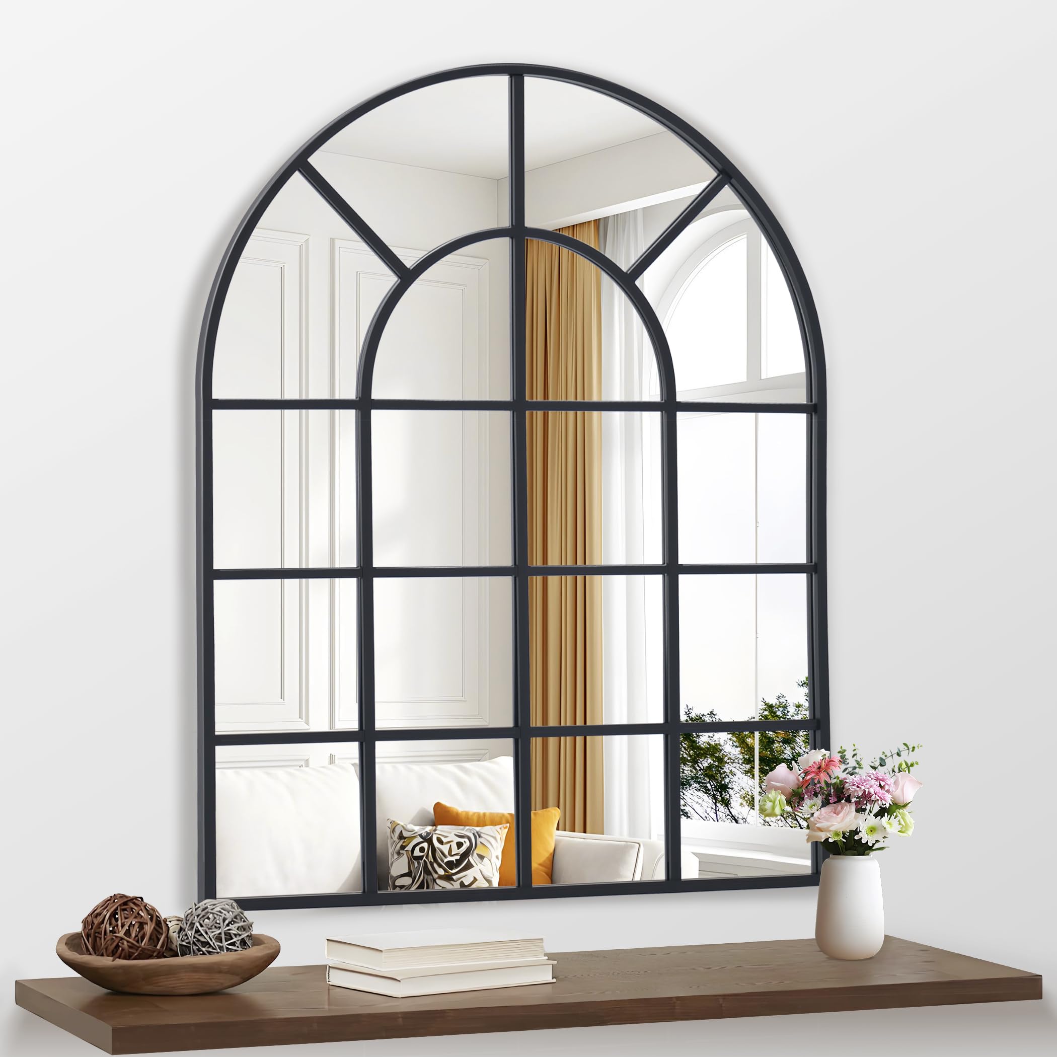 ウォールミラー Amazon.com: NIMURY Arched Window Mirror, 36