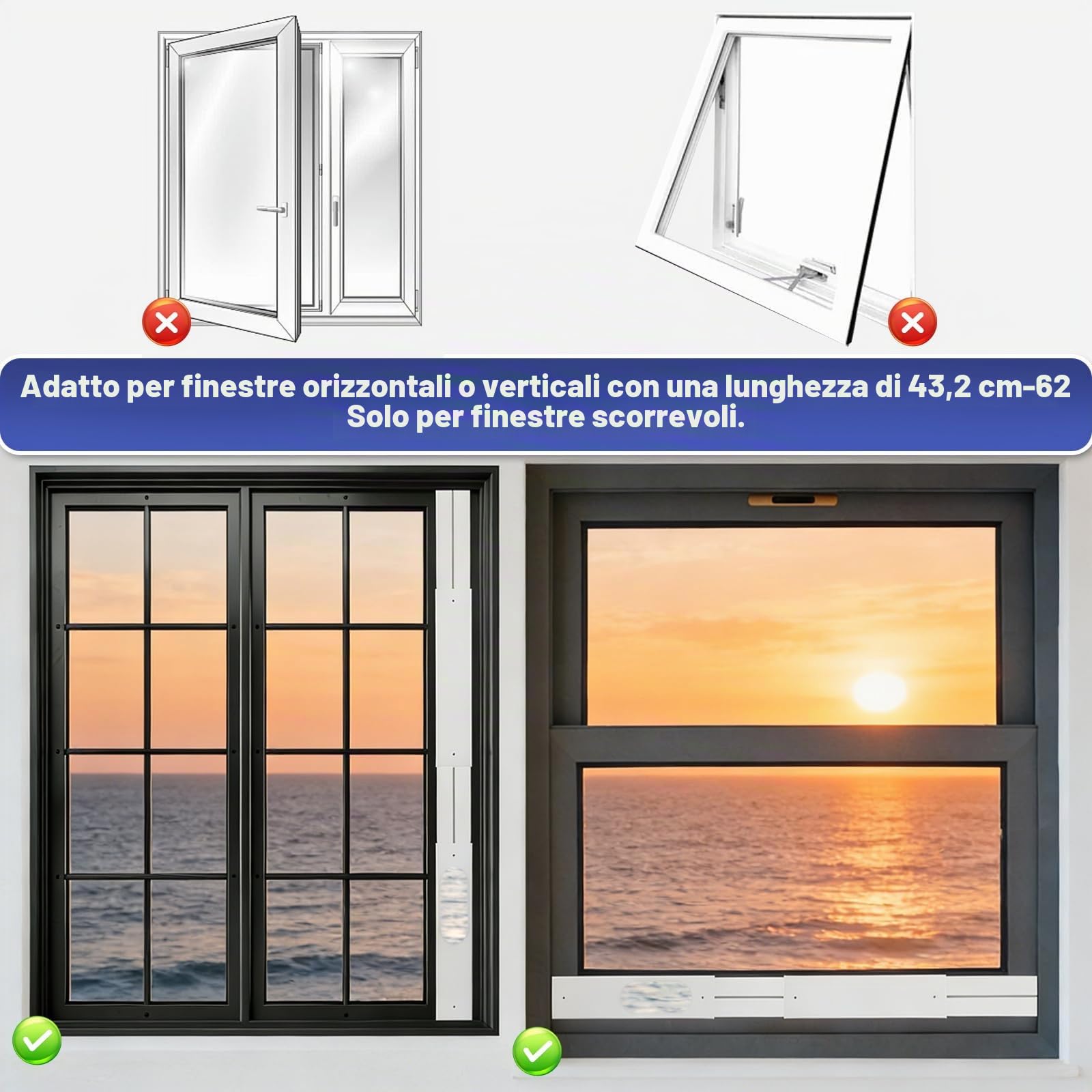 Kit Finestra Condizionatore Portatile Universale - Adattatore per Tubo di Scarico 13/15 cm Portatile, Guarnizione per Finestre Scorrevoli 43-140 cm, Sigillatura in PVC per Aria Condizionata