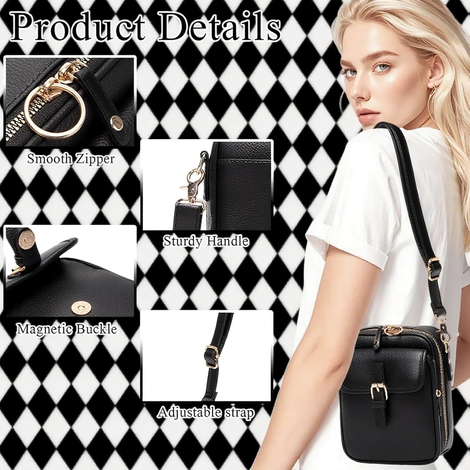 Vintage Messenger Bag Leather Crossbody Bags for Women Men Small Anti Theft Cross Body Shoulder Purse with Card Slots - Image 3