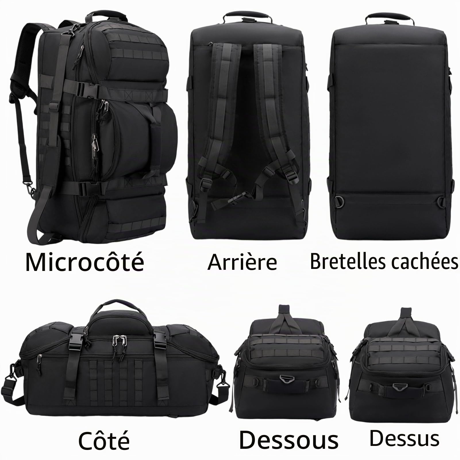 Sac De Voyage à roulettes 80L Grande Sac à Dos Sport Duffle Bag Imperméable Oxford Sport Bagage avec Compartiment Bretelles Pliable pour Camping randonnée Weekend Gym