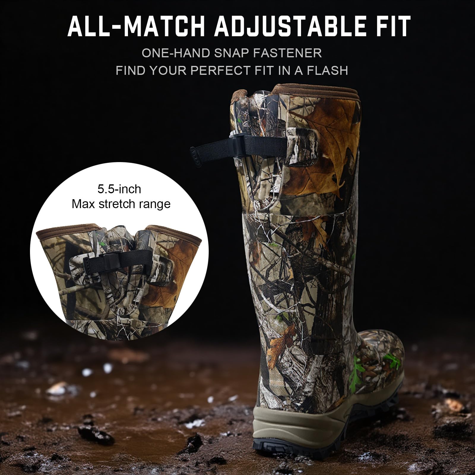 Atmungsaktive isolierte Next Camo G2 warme Jagdstiefel mit vielseitigem Design – robuste Konstruktion, 6 mm Neopren, wasserdichte Gummistiefel für Damen und Herren, Größe 40 bis 42