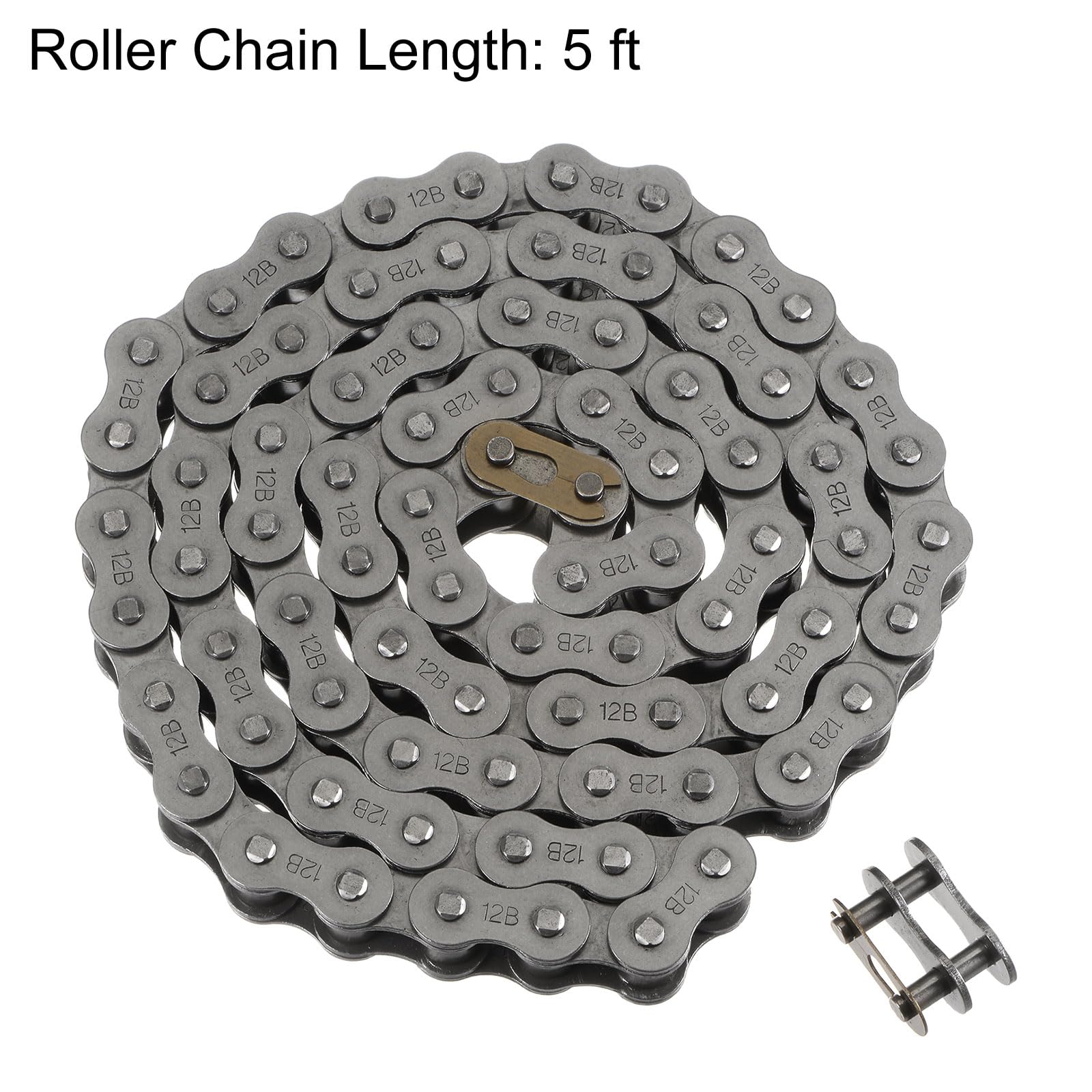 sourcing map 12B Metrisch Standard Rollenkette 5Ft Karbonstahl Ketten 3/4" Industrial Rollenkette Antrieb Kette für Motorrad Fahrrad Industrielle Maschinen -80 Verbindungen