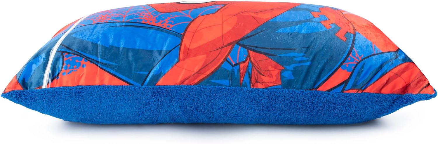 Jay Franco Spiderman Body Pillow Cover - Plush Bed Pillow Cover Measures 36 x 18 Inches, with Sherpa Backing - Kids Super Soft Bedding
