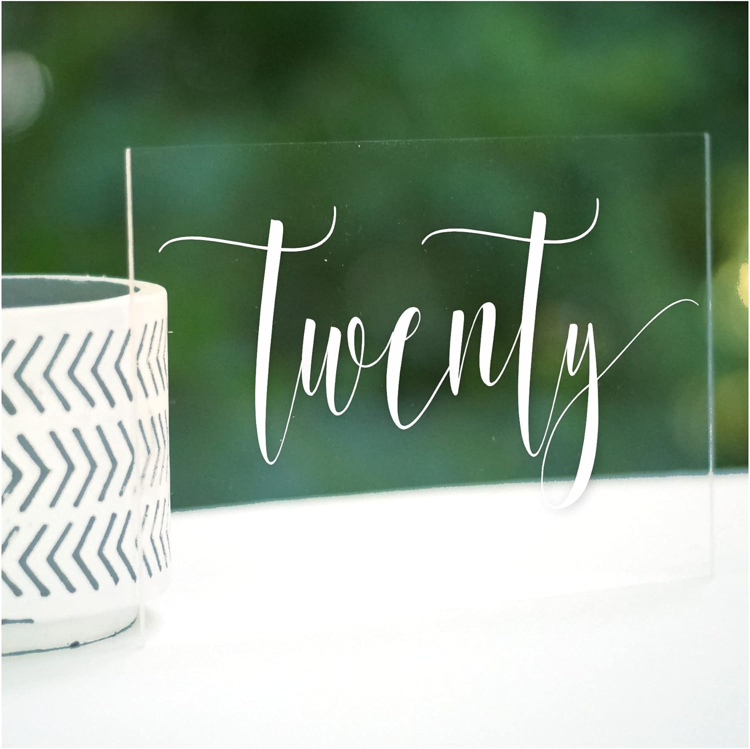 Cedar and Ink Acrylic Wedding Table Numbers 1-20, Acrylic Wedding Signs with Calligraphy Lettering, Glass Like Rustic Reception Event, Frames or Stands not Included (1-20)