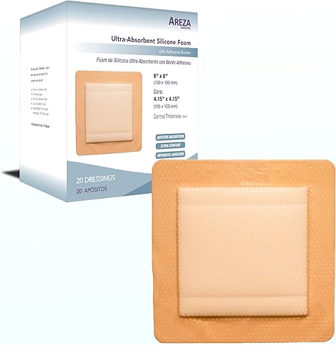 Miniatura 9 de Areza Medical - Apósito de espuma de silicona ultraabsorbente con borde adhesivo impermeable 59in x 59in 59in x 59in almohadilla central de espuma