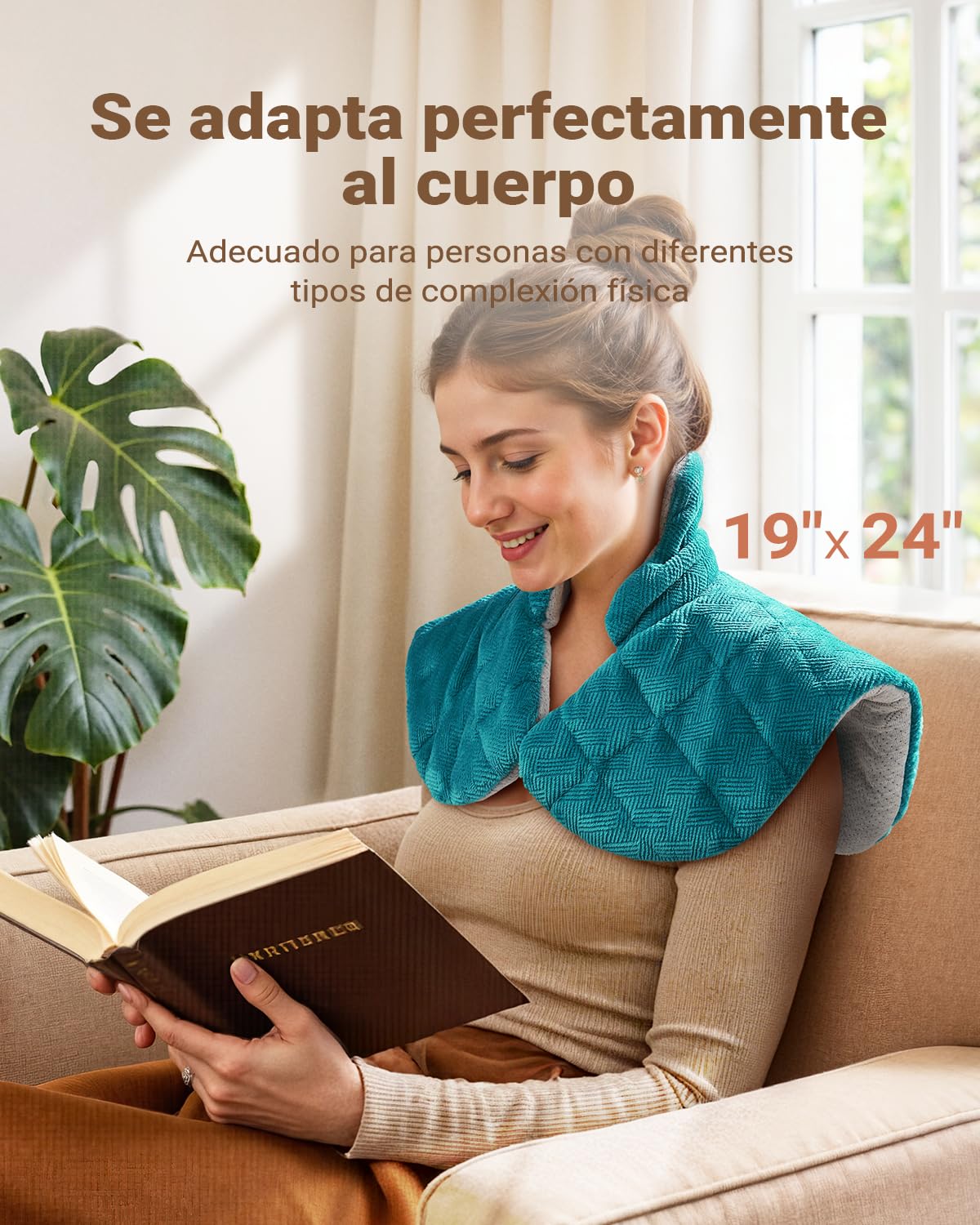 iDOO Coussin Chauffant Infrarouge Lointain Pour Nuque Les épaules, 6 Niveaux de Chaleur, 4 Minuteries, Couverture Chauffante Lestée en Graphène de 1,3 kg Pour Le Dos, Cadeau Pour Femmes et Hommes