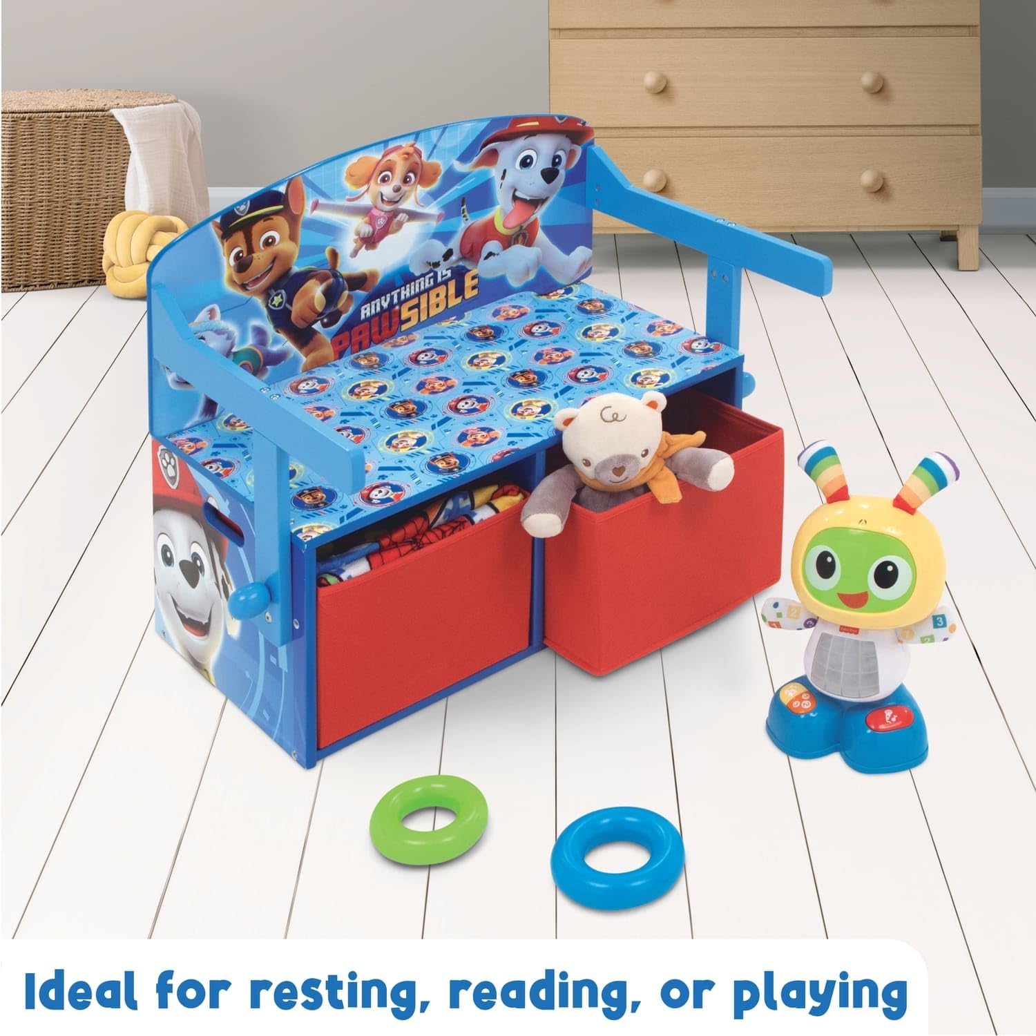 Banc à Jouets 3 en 1 en Bois modèle Paw Patrol