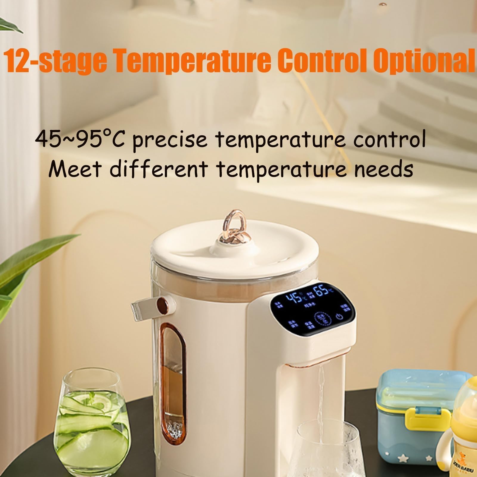 Erogatore istantaneo di acqua calda da 3 l, con 6 temperature e 7 volumi, touch screen LED, riscaldamento rapido in 3 secondi, per casa, ufficio e scuola