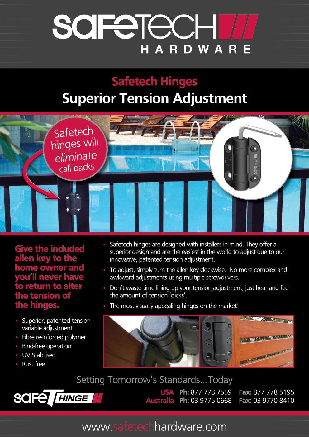 Buy Safetech Hardware Self Closing Vinyl Gate Hinge Metal Wood