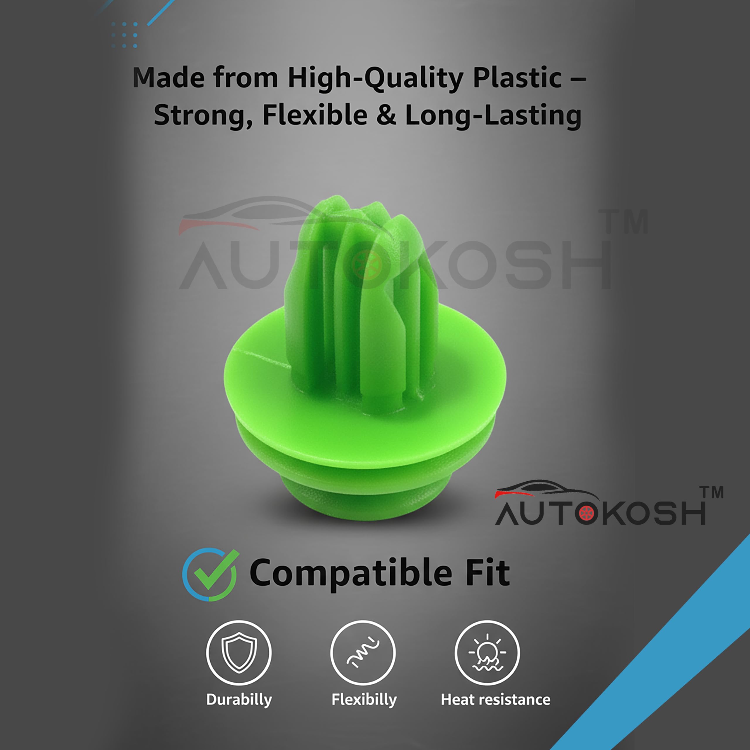 Autokosh Innova Fortuner Door Pad Clips – 20 Pcs Green Plastic