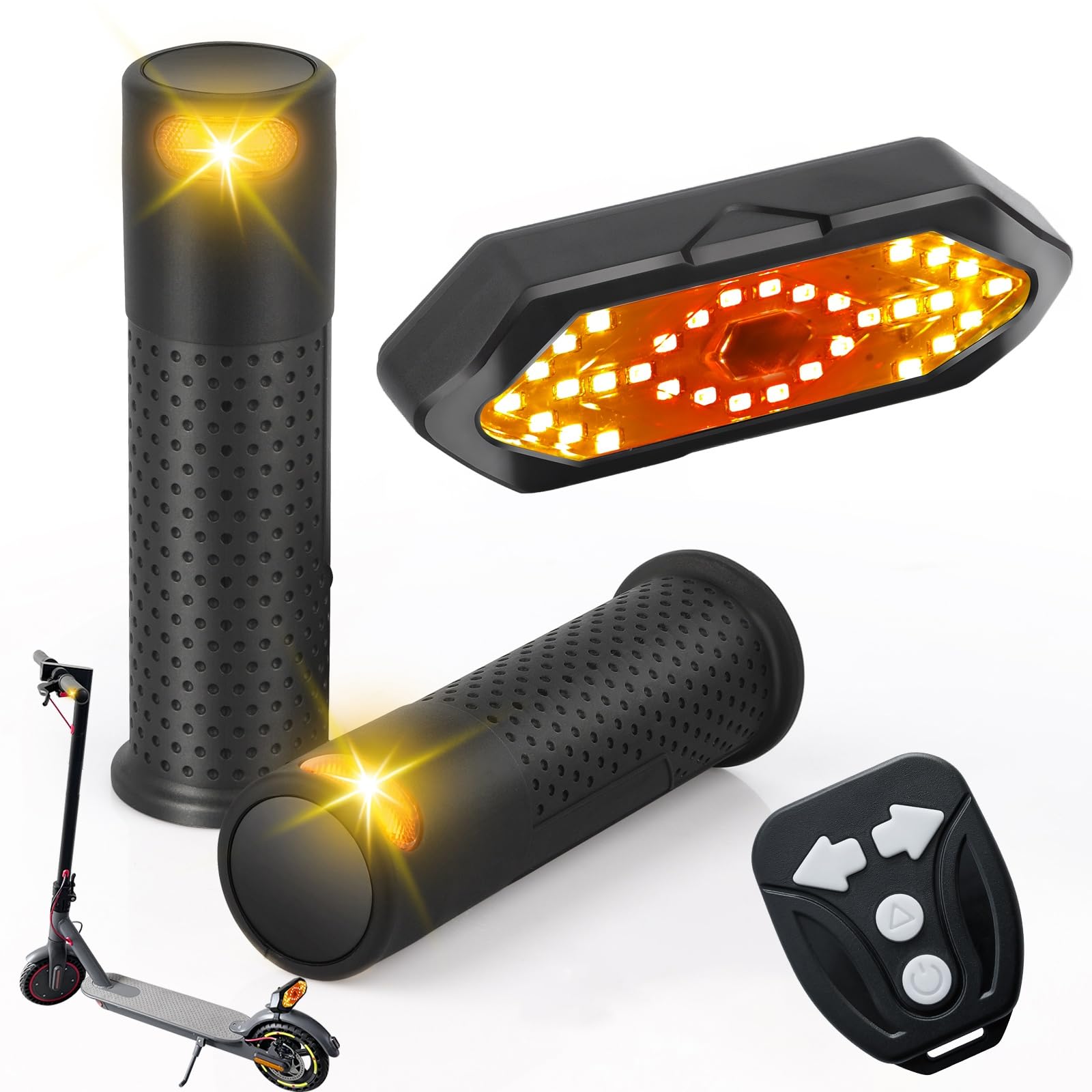 FXINRUIA E Scooter Indicator Handle with Light & USB Remote Control, controls 2 scooter indicators for Xiaomi M365/Pro2/1S, Ninebot ES1/ES2/ES4/G30, scooter accessories