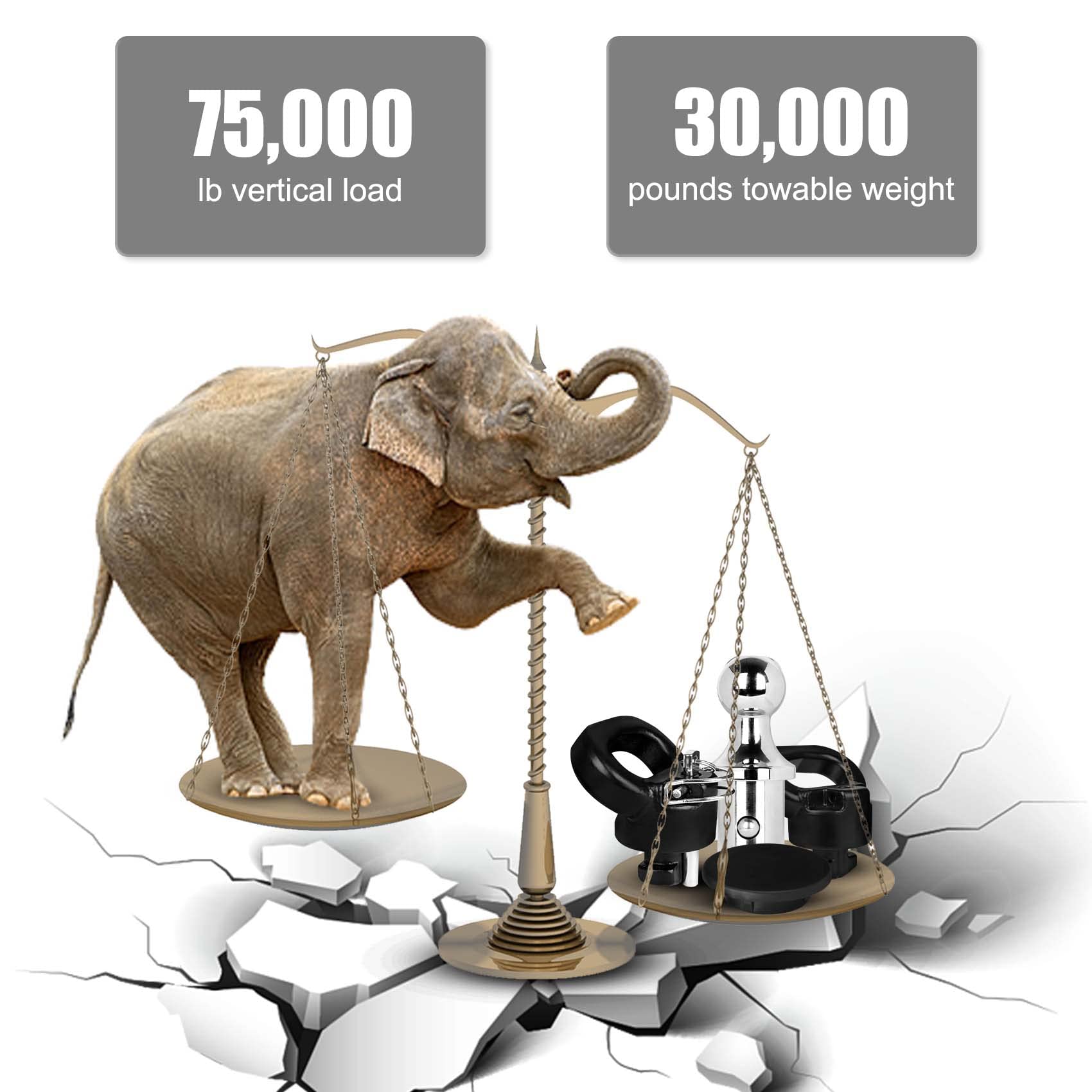 Chaoos 60618 Gooseneck Hitch Kit, 2-5/16 in Gooseneck Ball and Safety Chain Anchor Kit, 40K Gooseneck Ball Kit Rated to Tow Trailers Up to 30000 lbs Fits Select Ram 2500, 3500