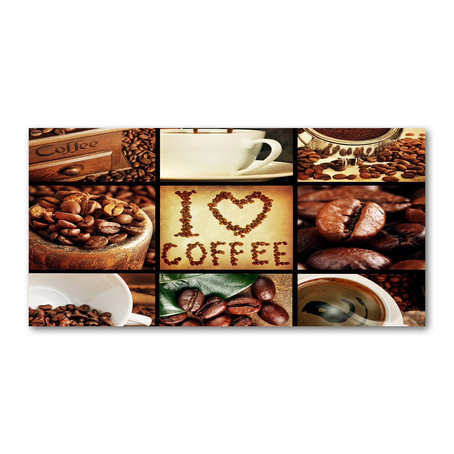 Tulup Glasbild Für Die Wand – Kaffee Mit Milch Motiv In Braun | 100x50 Cm | Sicherheitsglas | Für Küche & Wohnzimmer