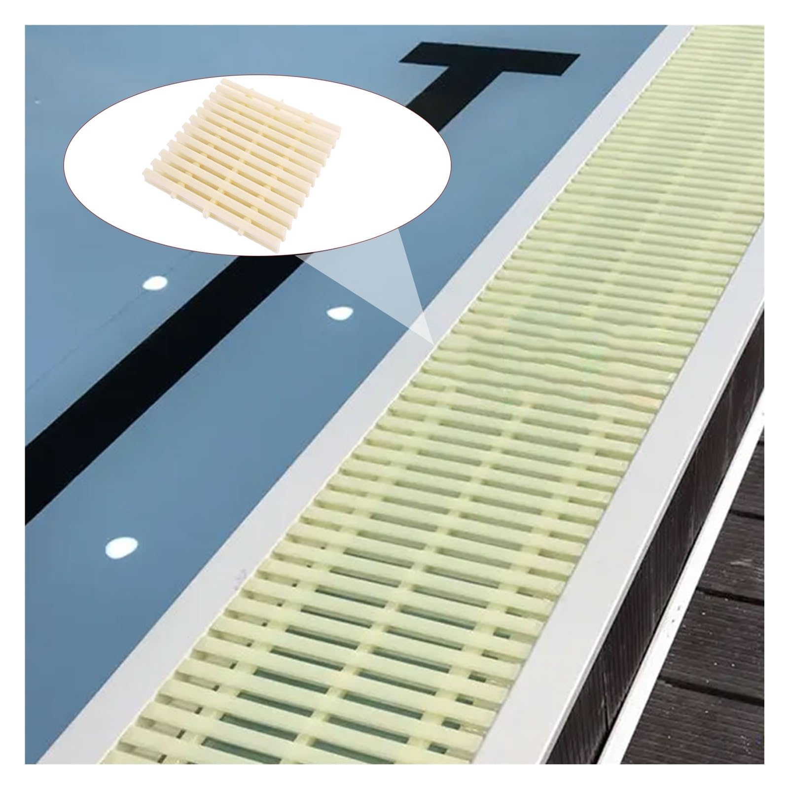 Grille De Drainage Extérieure, Filtre De Caniveau De Douche Épissable, Grille De Caniveau Durable, Filtre De Caniveau pour Gouttière De Terrasse (Beige) (Largeur 30 Cm - 1 Pièce)