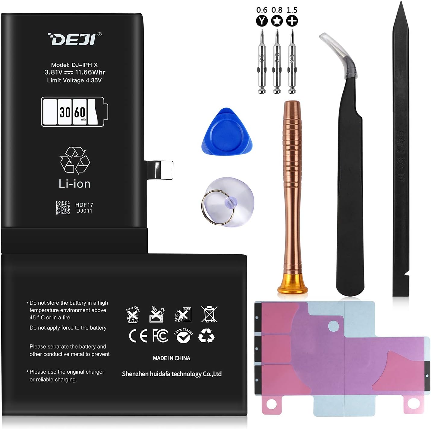 DEJI 3060mAh Battery for iPhone X, Super High Capacity Replacement Battery for iPhone X A1865, A1901, A1902, with Complete Repair Tools Kit and Instructions