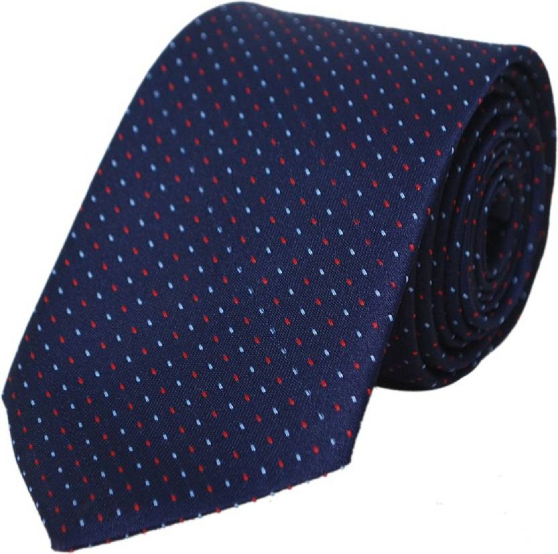 Blue Tie With White & Red Pin Dots-image-7