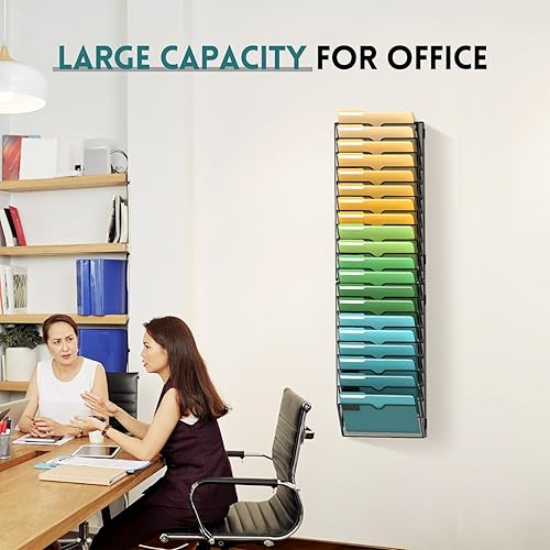 Vista 37 de SUPEASY Organizador de archivos de pared de 4 niveles, soporte de malla para correo de oficina, organizador de pared colgante para revistas