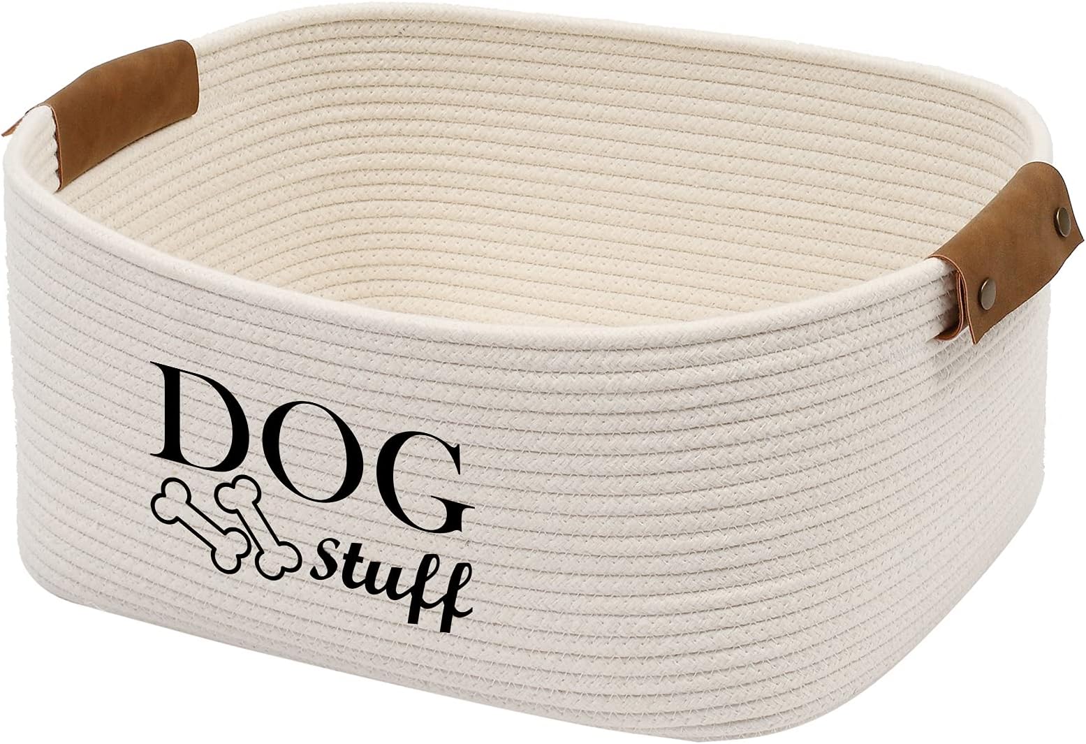 Geyecete Square Dog toy basket storage Cotton Rope Storage Basket Pet/Pet Toy And Accessory Storage Bin Doy Toy Box-Beige