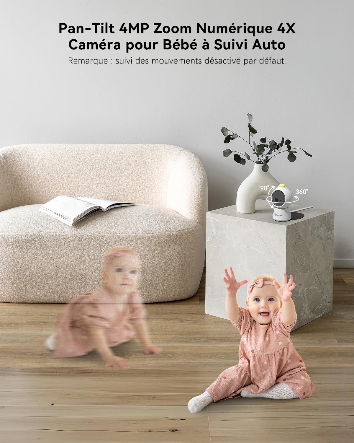 COCOCAM 2K 4MP IA Babyphone Camera avec 5'' Écran 2,4G/5GHZ WiFi | Détection Visage Couvert, Album Intelligent, Détection IA, Suivi Auto, Détection Pleurs, Encryptage, Vision Nocturne IR