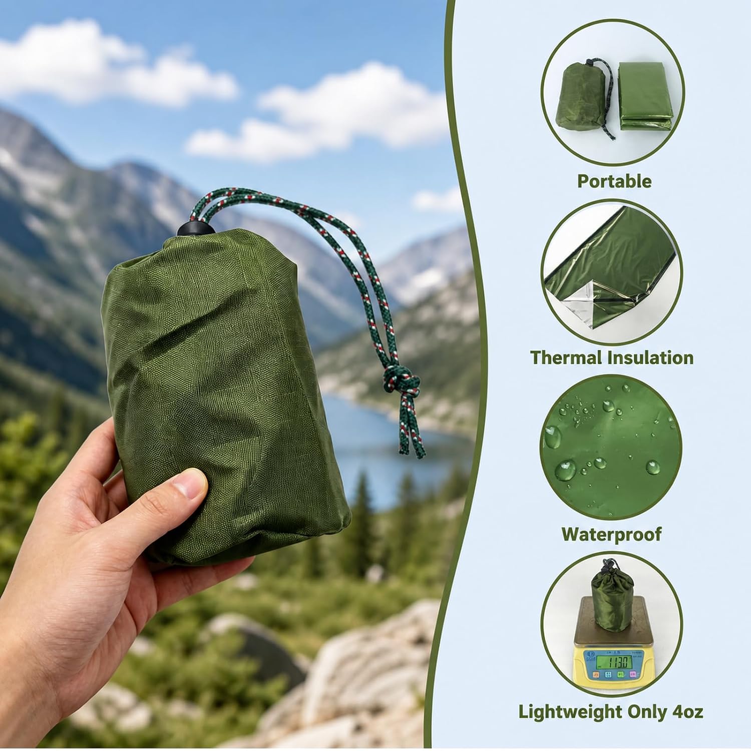 Camouflage Emergency Sleeping Bag Survival Blanket