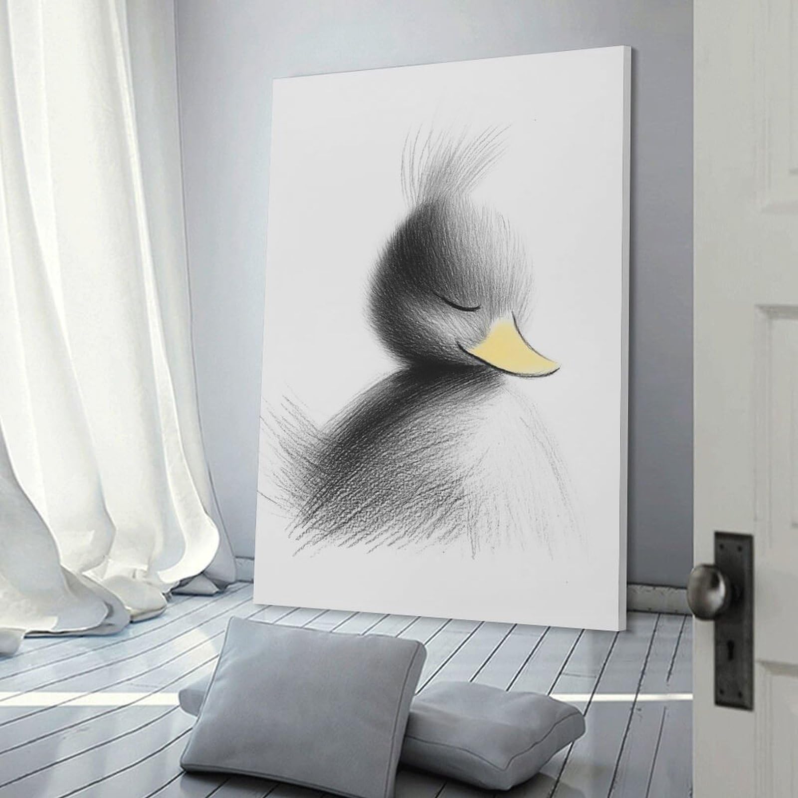Junmoney Black And Yellow Duckling Canvas Art Print, 20x30inch(50x75cm), for Bedrooms, Workspaces And Everyday Interiors, A Flexible Wall Accent for Shared Spaces