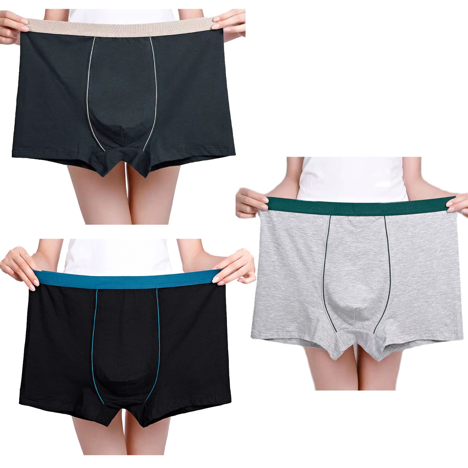 MAOAEAD3pcs Cotton Men's Underwear Loose Breathable Briefs XL-9XL Oversize Mid-Waist Seamless Crotch Underpants