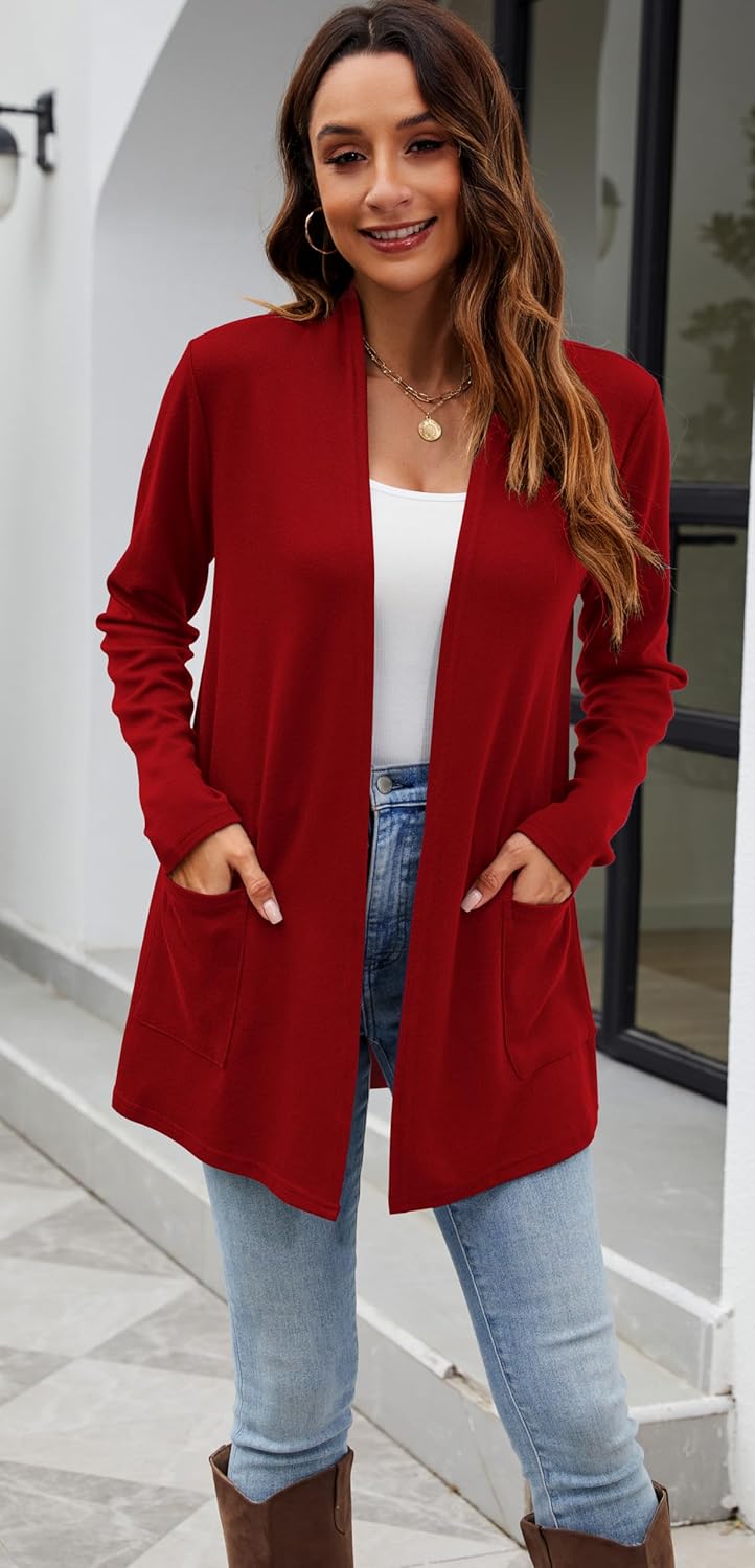 Newchoice Womens Lightweight Long Sleeve Cardigans with Pockets Casual Soft Open Front Sweater Cardigan Duster - Image 3