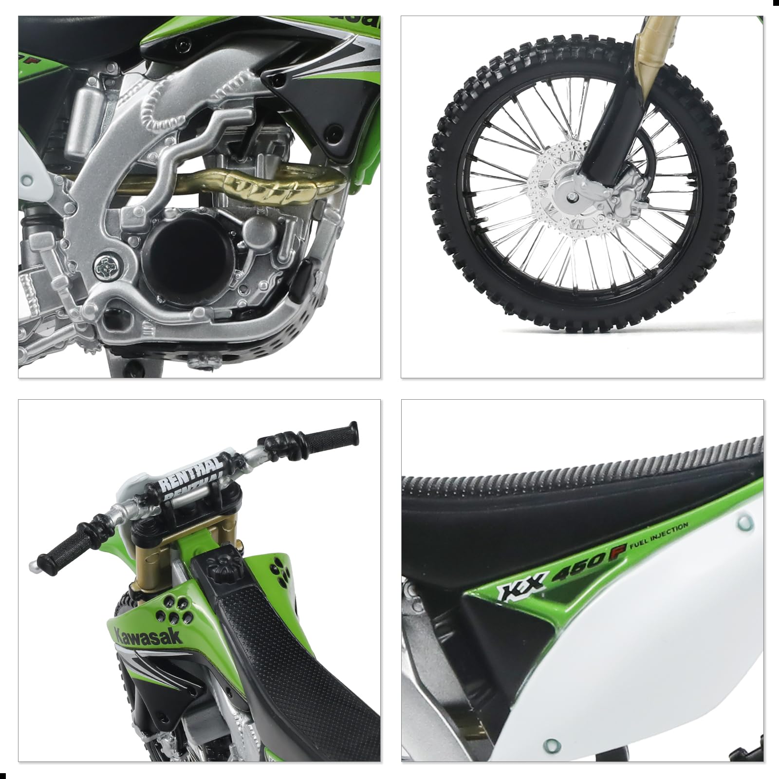 Escala 1:12 Dirtbike Compatible con Kawasaki KX450F Modelo de Moto Mini Supercross Motorcross Moto colección o Regalo para Adultos niño niño (Verde)