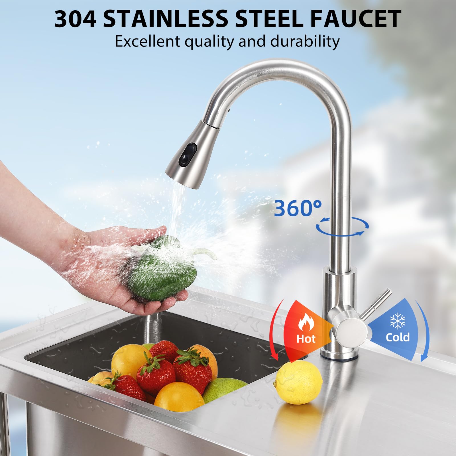 Zstar Edelstahl Utility Waschbecken NSF Mit Arbeitsplatte Gewerbe