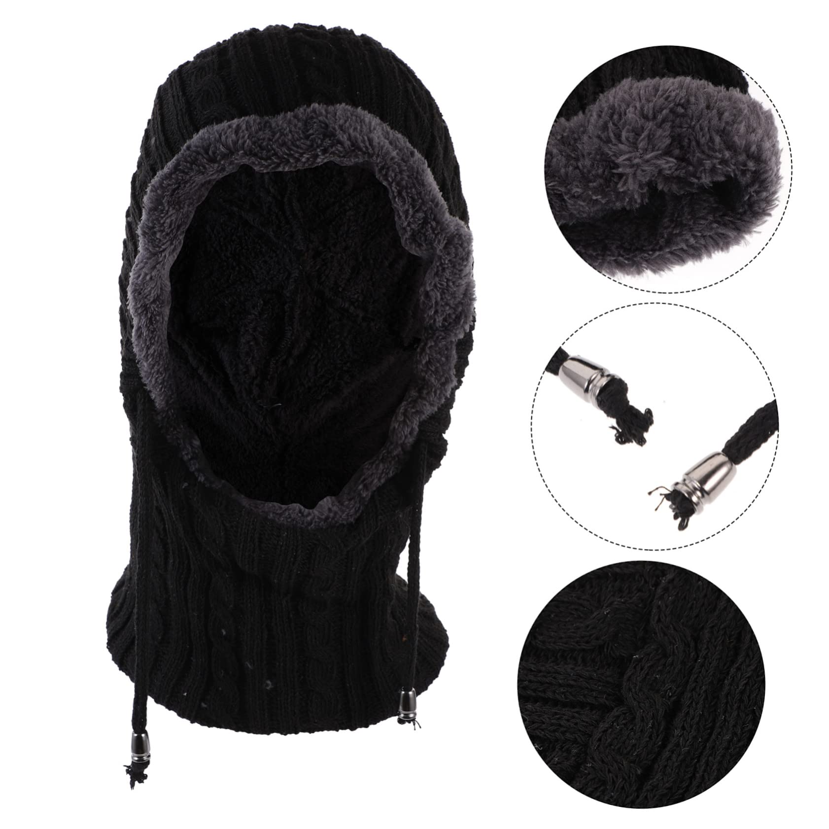 minkissy Gorro Tejido Polar Sombreros Tapa Tejer frío máscara de esquí Lana Gorras de Punto para Hombre Sombrero de Bufanda Gorros Calientes para Mujer Capucha Tejida