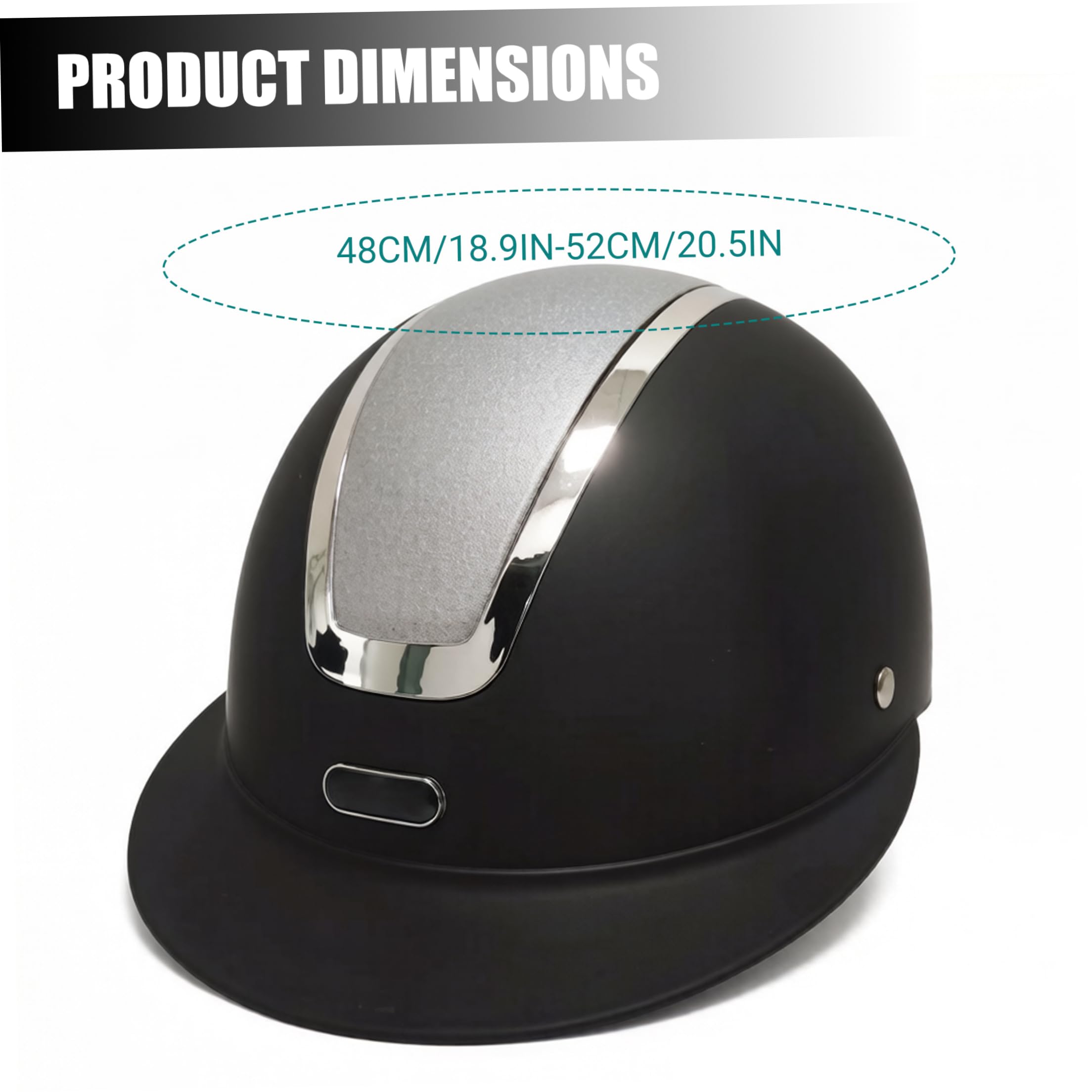 Casco da Equitazione Resistente Casco da Equitazione per Bambini per Allenamento all'aperto Nero Opaco Misura Regolabile 48-52 cm