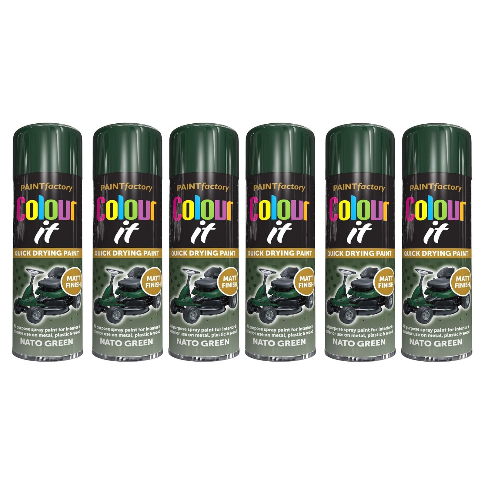 PNJB Nato Green Matt Spray Paint, Quick Drying, Excellent Coverage for Metal, Wood, Plastic, Aerosol Spray, Lightweight and Portable, 250ml (6PCS)