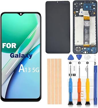 OEM 6.5 inch LCD Digitizer for Samsung Galaxy A13 5G Screen Replacement A136u s136vl A136a Touch Display, Full HD Digitizer Assembl with Full AccessoriesSM-A13 5G Black with Frame