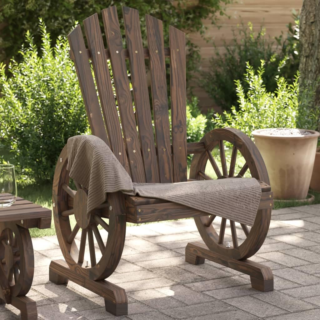 vidaXL Sillón de Jardín Adirondack, Tumbona con Respaldo Reposabrazos, Silla de Picnic, Mueble para Patio Terraza, Madera Maciza de Abeto