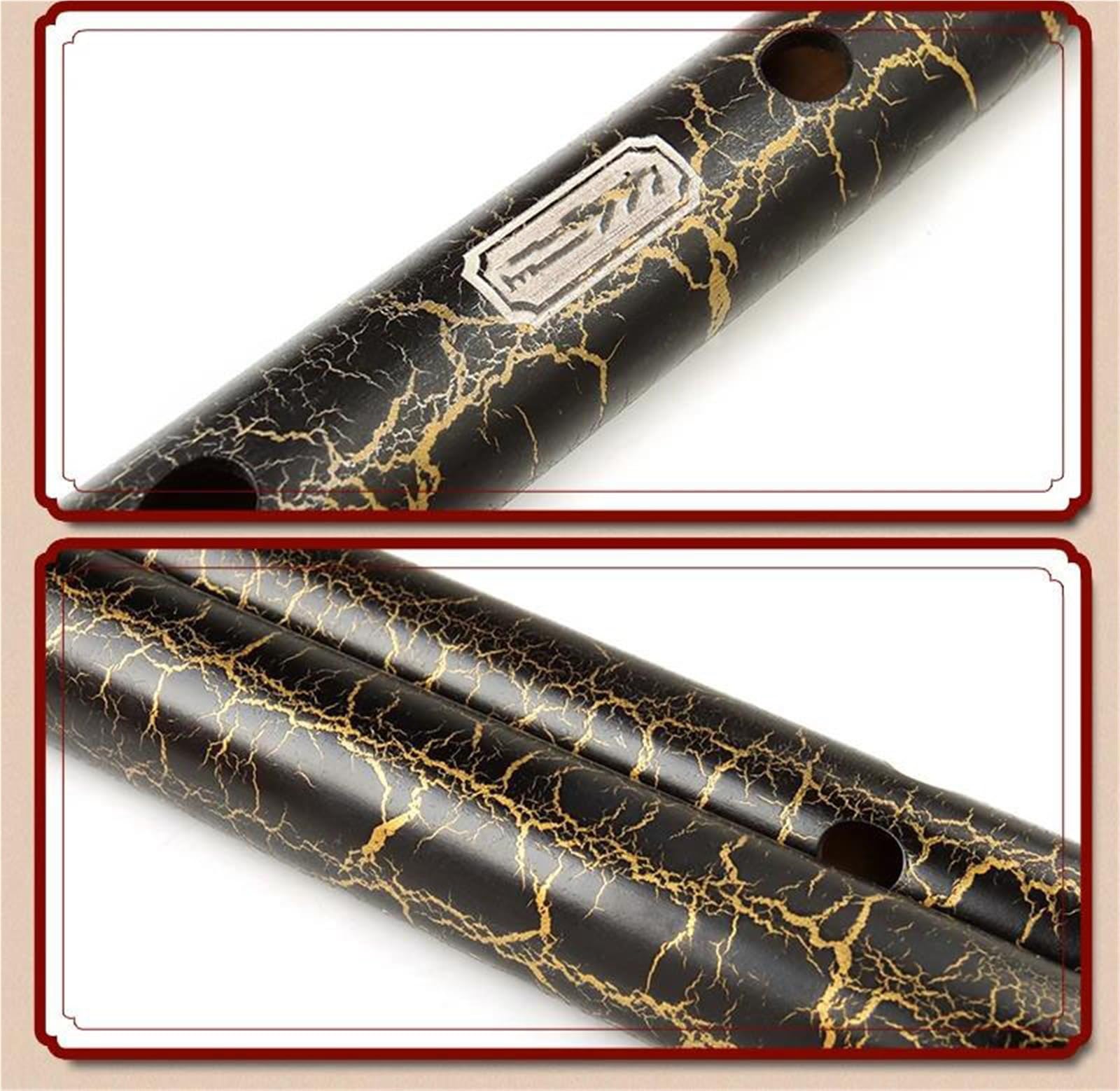 Flûte traversière en bambou noir fil transparent clé en ré 10 trous instrument à vent fait main tons séparables Professionnelle Flûte Bambou(G KEY)