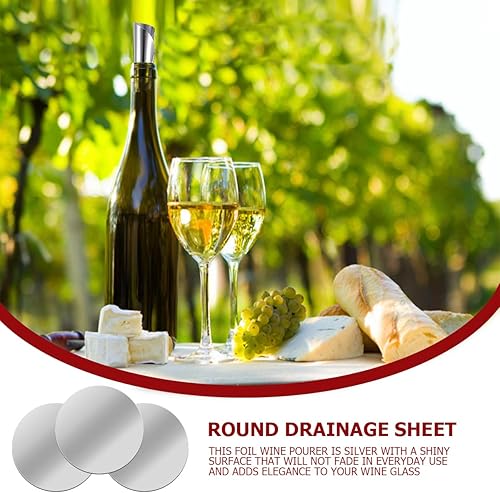 Miniatura 7 de DOERDO 50 piezas de papel de aluminio para vino tinto vertedor de disco reutilizable flexible para tope de goteo para vino bebida cerveza líquido