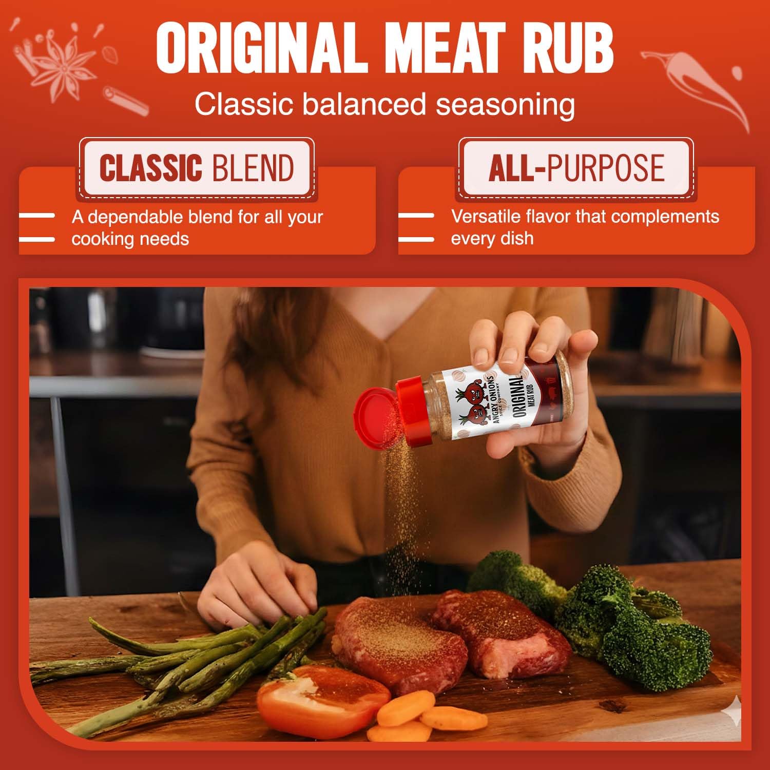 Angry Onions BBQ Seasoning and BBQ Rub gift set for Chicken, Steak, Turkey, Beef, Pork, 4 Flavor Seasoning Set Original, Lil Habanero, Beef, Bear Mace, unique gifts for men, Grilling Accessories, 5 oz