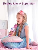 Vista 8 de Amazmic Juguetes para niñas, micrófono de karaoke para niños, micrófono para niños pequeños con luces, para niñas, juguete de fiesta de cumpleaños