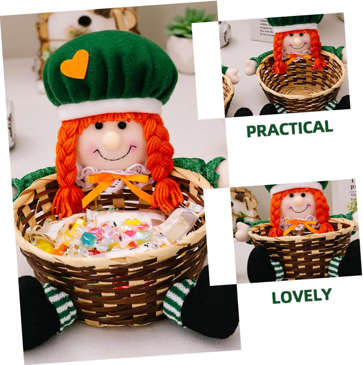 Garneck Patrick's Day Candy Holder Basket Festive Snack Organizer for Dining Table Versatile Storage for Smooth Edges for Treats and