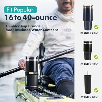 YAKHACKER Kayak Cup Holder with Rubber Tab - Multi-Functional and Anti-toppling Cup Holder for Kayak - Phone Holder, Drinks Holder, Fishing Tool, Kayak Track Mount Install