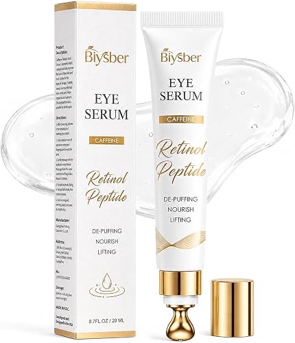 Under Eye Serum for Dark Circles & Puffiness : Caffeine Retinol Peptide Eye Serum for Fine Lines and Wrinkles, Hydrating Daily Eye Care for Women & Men, 0.7 fl oz - 74% off