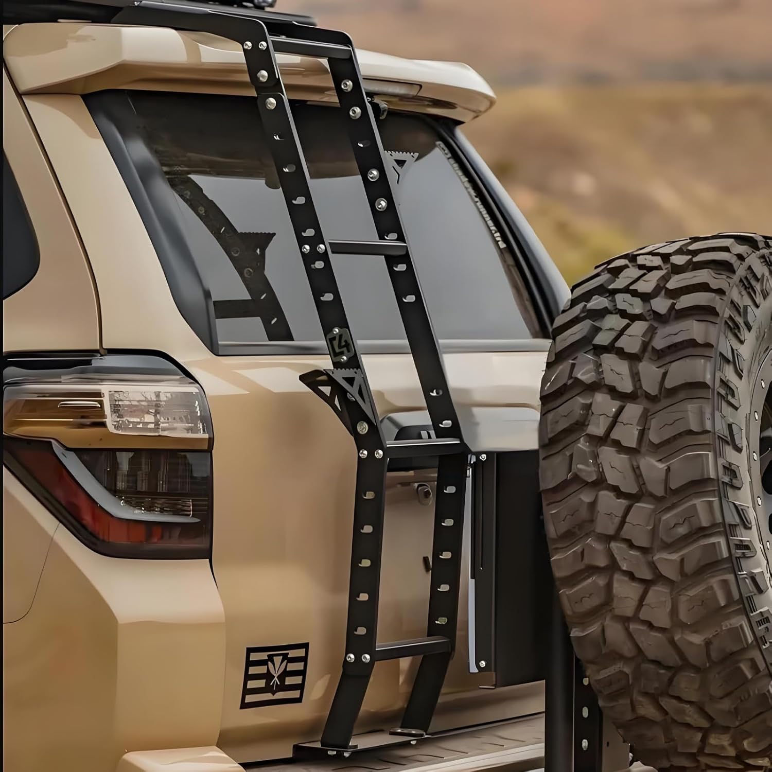 Rear Hatch Ladder Summit Hatch Tailgate Step Ladder Aluminum Alloy Compatible with 4Runner 4 Runner 2010-2024