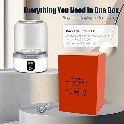 Miniatura 8 de Underwear Washing Machine, 1.5L Portable Washing Machine, Cordless Compact Mini Washer for Small Clothes Deep Clean, for ApartmentsRVsTravel