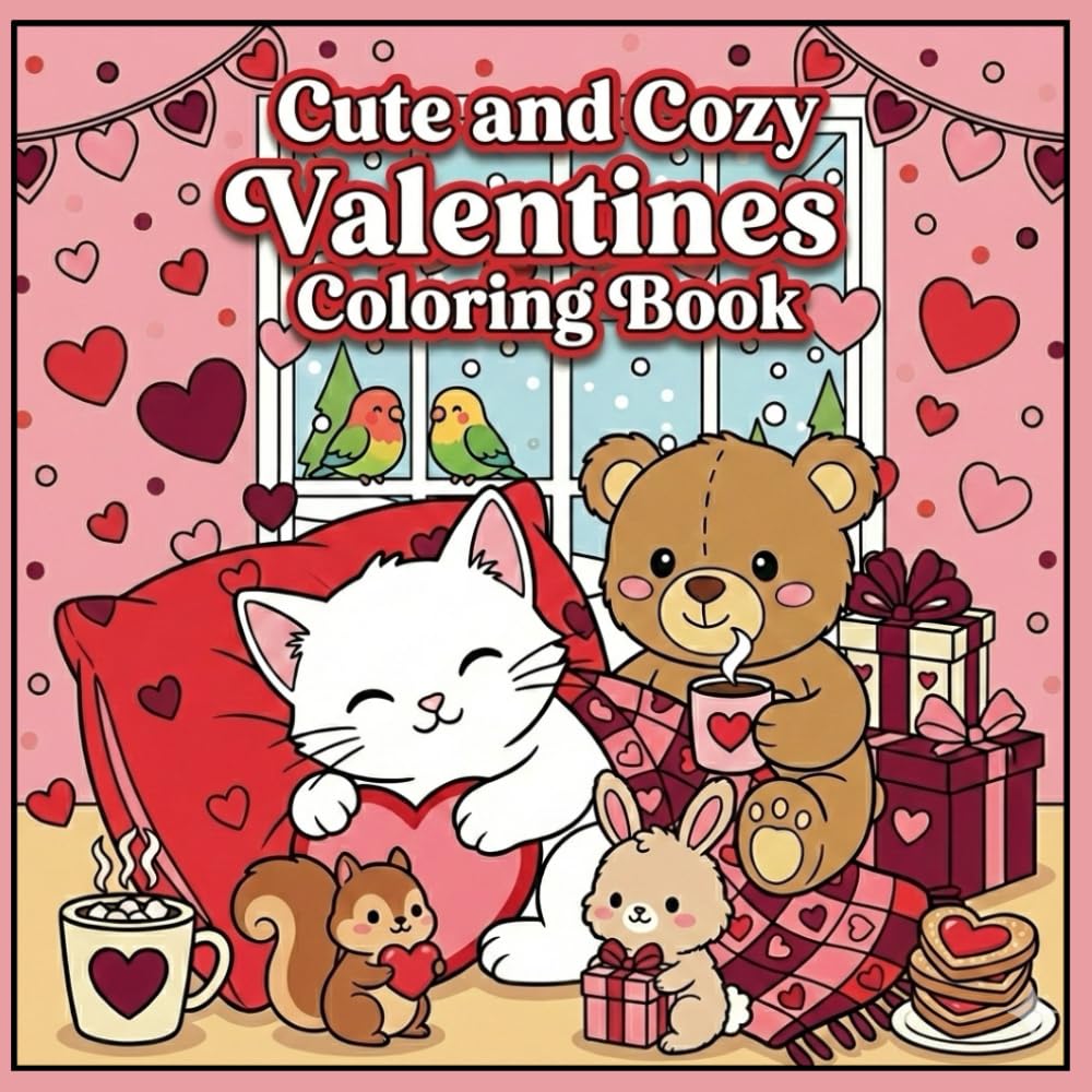 Cute and Cozy Valentines Coloring Book: Valentine Cuties and Sweet Hearts for a Creative and Relaxing Valentine’s Day