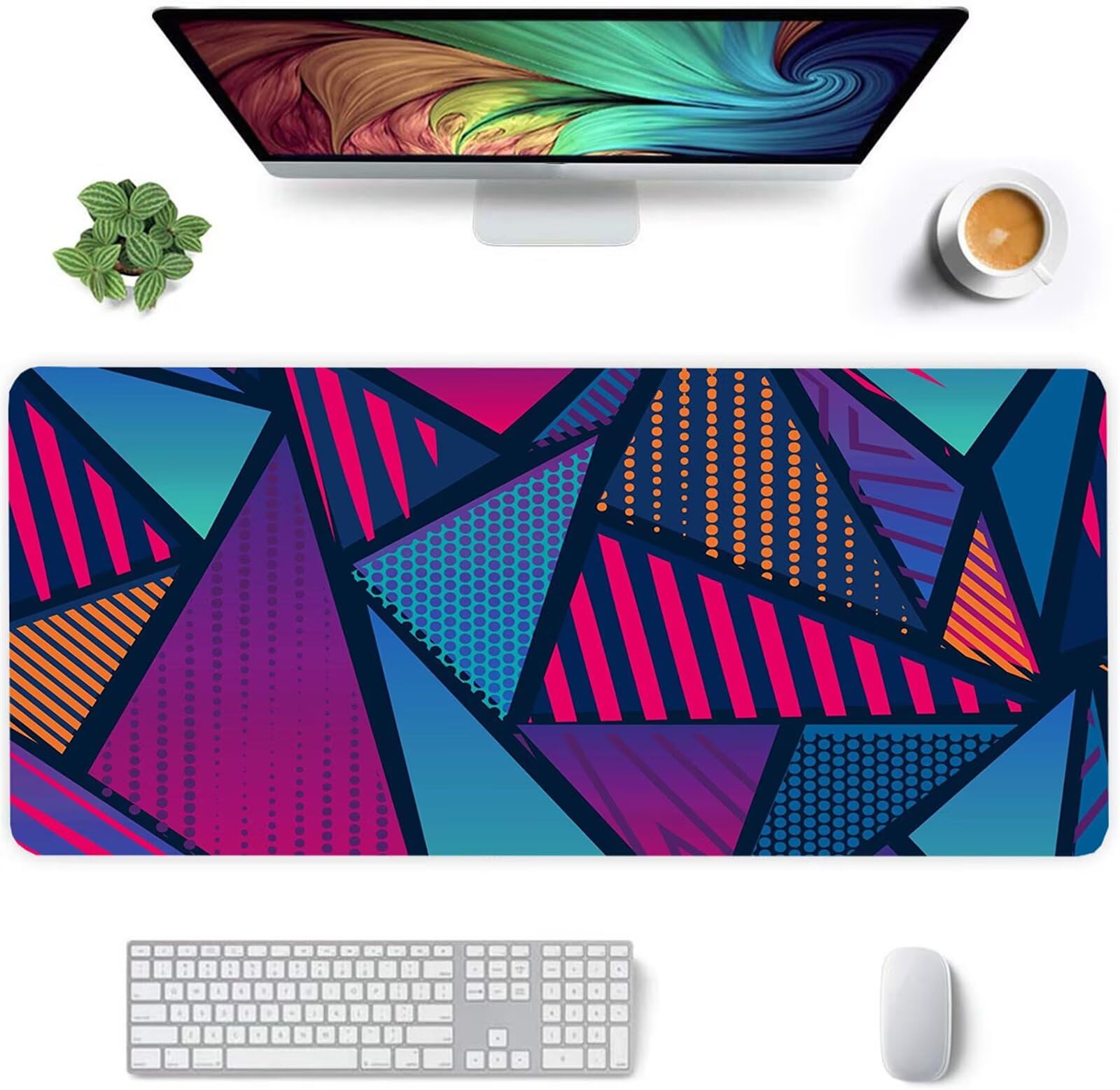 Alfombrilla Ratón XXL 1200x600x2mm Mouse Pad Grande Gaming,Alfombrilla Antideslizante,Tapete Escritorio con Bordes Cosidos,Alfombrilla Ratón para Jugadores, PC, Oficina, Geometría Colorida