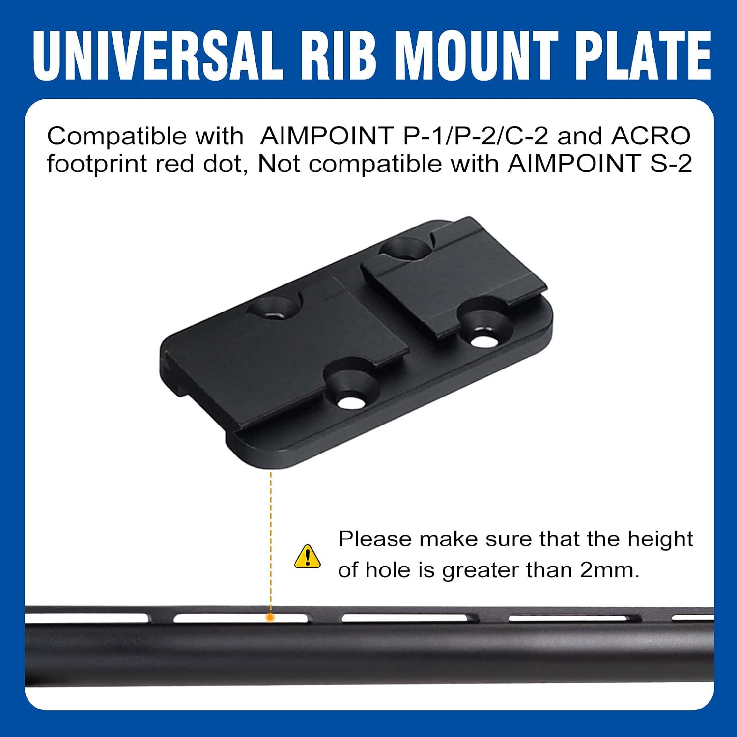 Universal Rib Mount Compatible with AIMPOINT P-1 P-2 C-2 Steiner MPS | Optic Adapter Plate for Shotgun Rib Mount Compatible with Vector Optics VOD,ohhunt FB O4 Red Dot