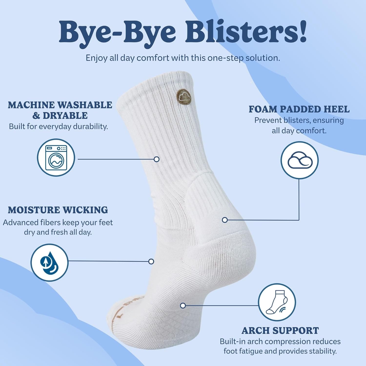 SHEZZA Anti-Blister Cushion Heel Padded Crew Sock-Breathable,Comfortable-seen on TikTok - Image 5